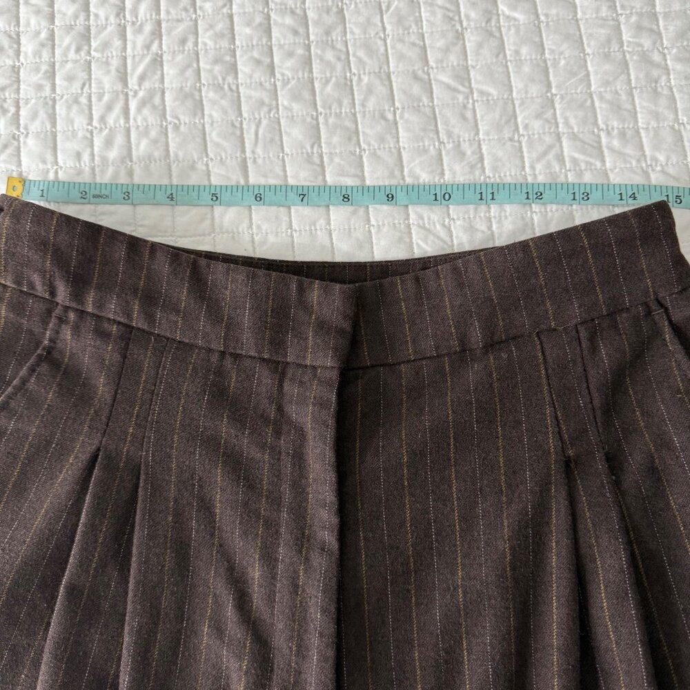 Vanessa Bruno Brown Pinstripe Wide-Leg Trousers Size 40 Wool Viscose Blend Women - Picture 12 of 16